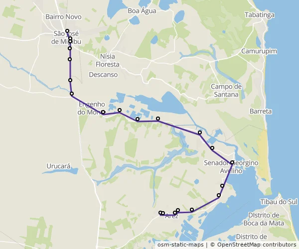 Mapa do itinerário da linha