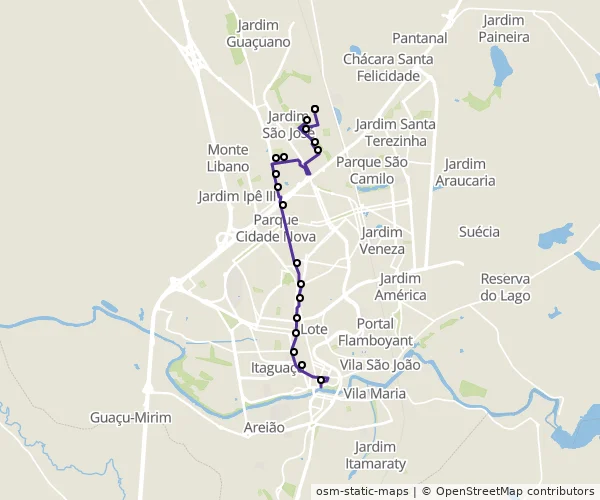 Mapa do itinerário da linha