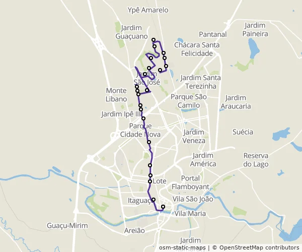 Mapa do itinerário da linha