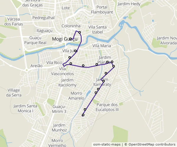 Mapa do itinerário da linha