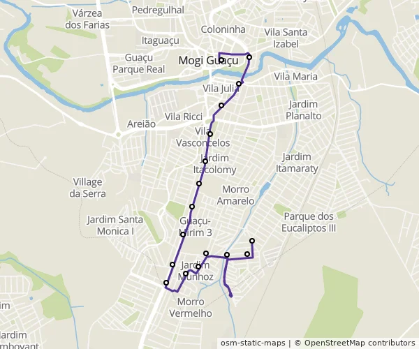Mapa do itinerário da linha