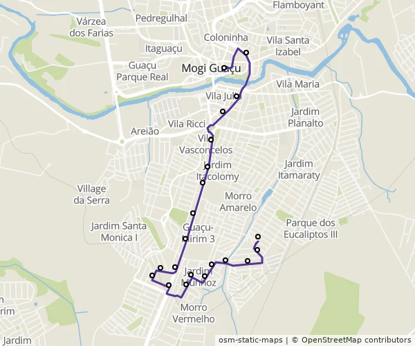 Mapa do itinerário da linha