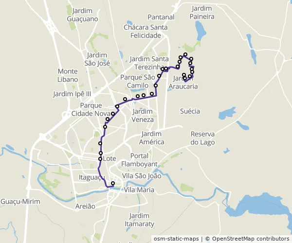 Mapa do itinerário da linha