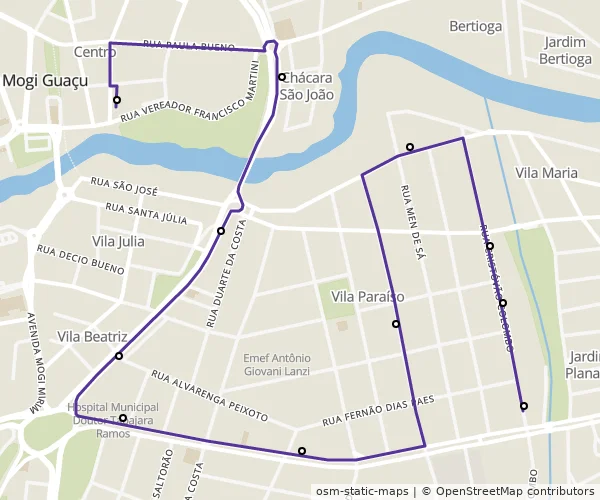 Mapa do itinerário da linha