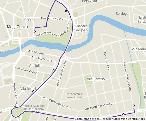 Mapa do itinerário da linha