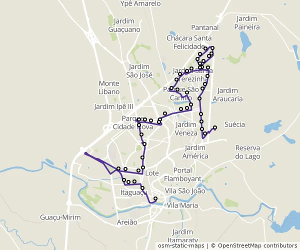 Mapa do itinerário da linha