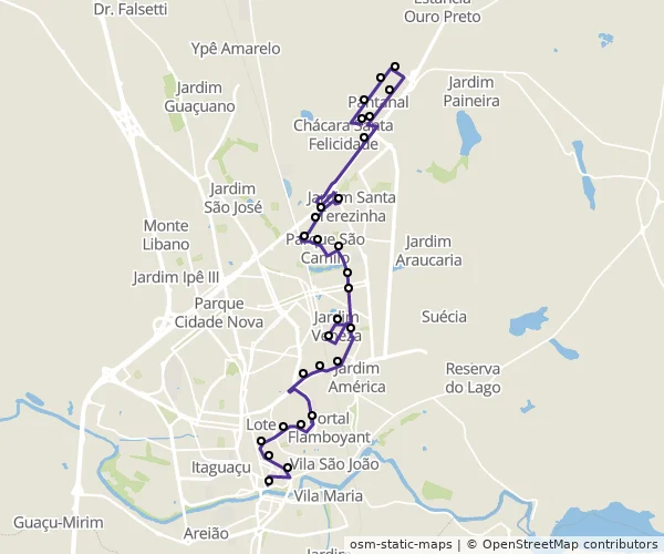 Mapa do itinerário da linha