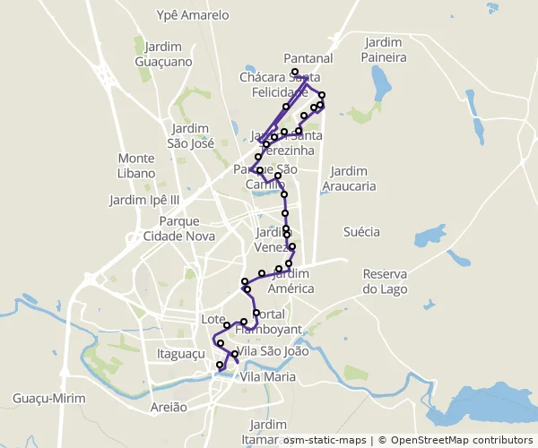 Mapa do itinerário da linha