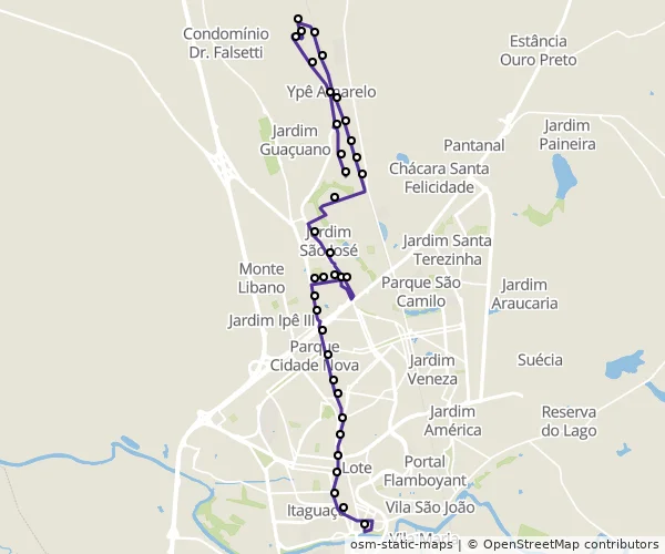 Mapa do itinerário da linha