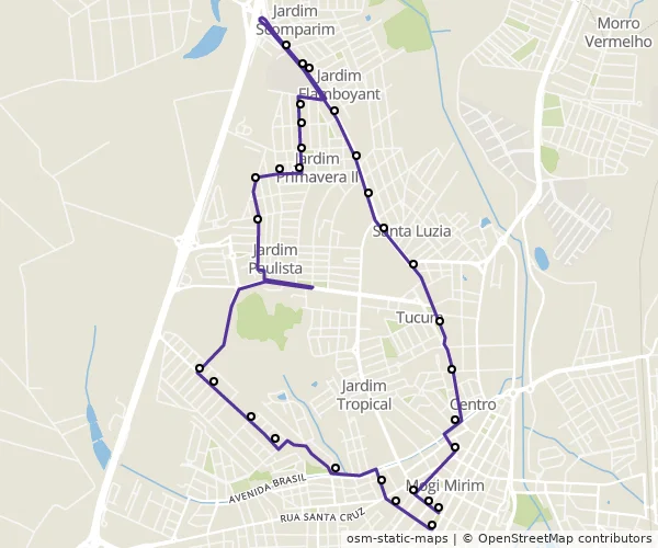 Mapa do itinerário da linha