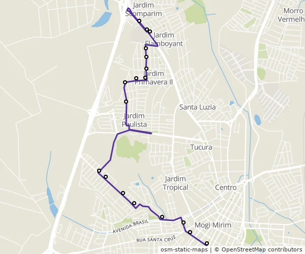Mapa do itinerário da linha