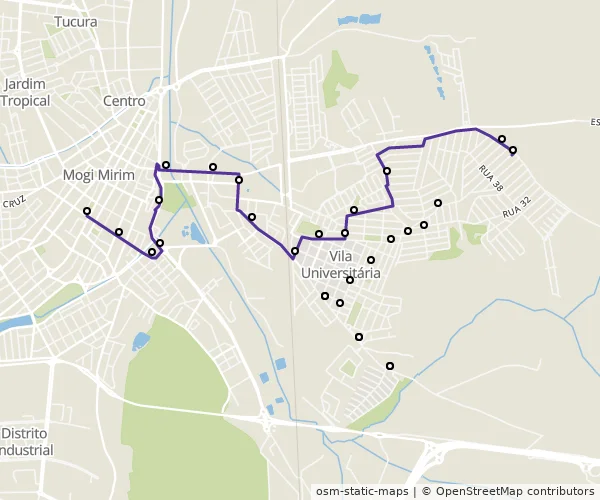 Mapa do itinerário da linha