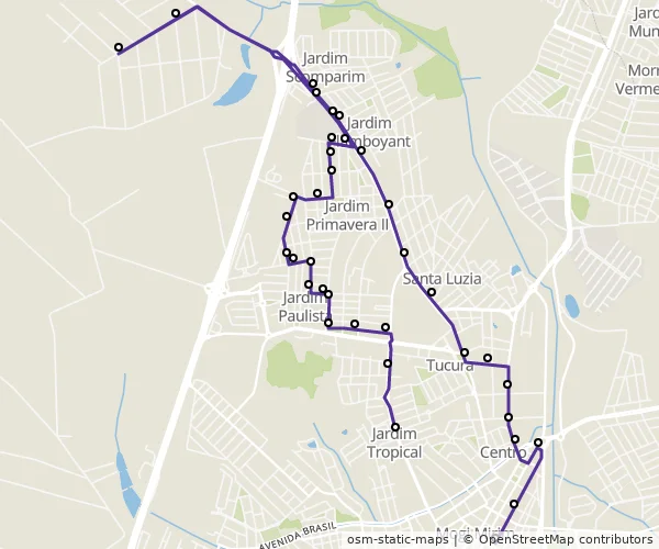 Mapa do itinerário da linha