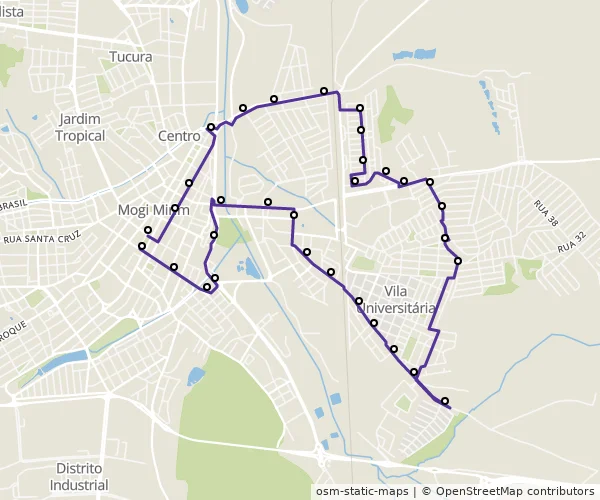 Mapa do itinerário da linha
