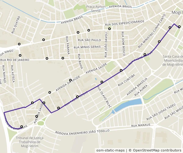 Mapa do itinerário da linha