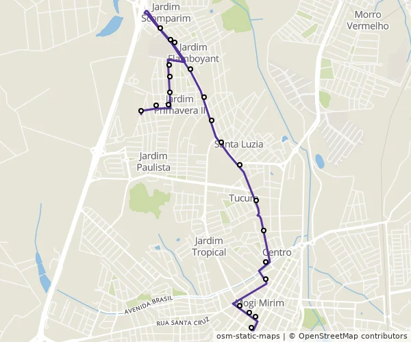 Mapa do itinerário da linha