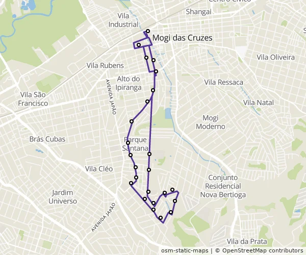 Mapa do itinerário da linha