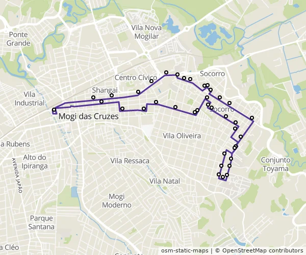 Mapa do itinerário da linha