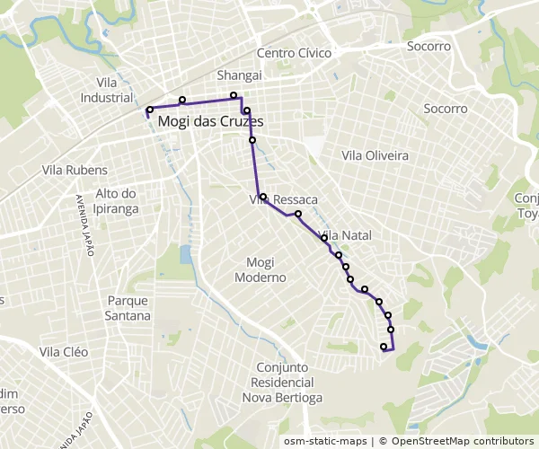 Mapa do itinerário da linha
