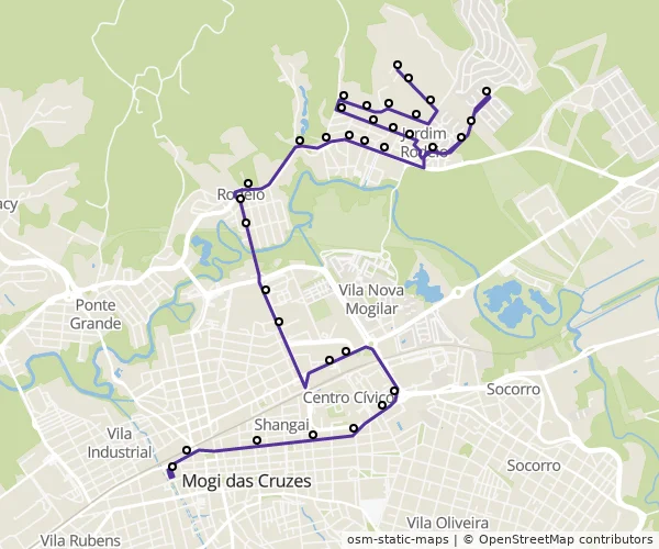 Mapa do itinerário da linha