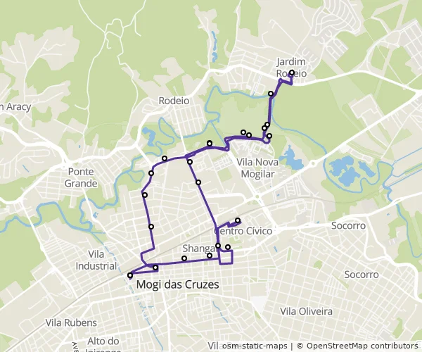 Mapa do itinerário da linha
