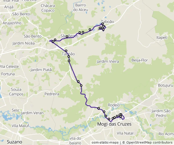 Mapa do itinerário da linha