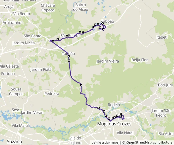 Mapa do itinerário da linha