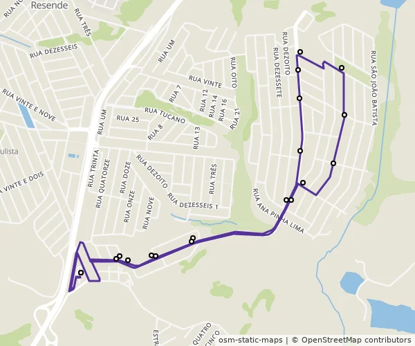 Mapa do itinerário da linha