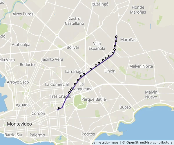Mapa do itinerário da linha