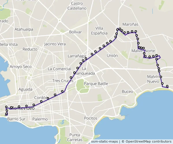 Mapa do itinerário da linha