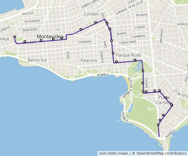 Mapa do itinerário da linha