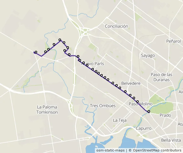 Mapa do itinerário da linha