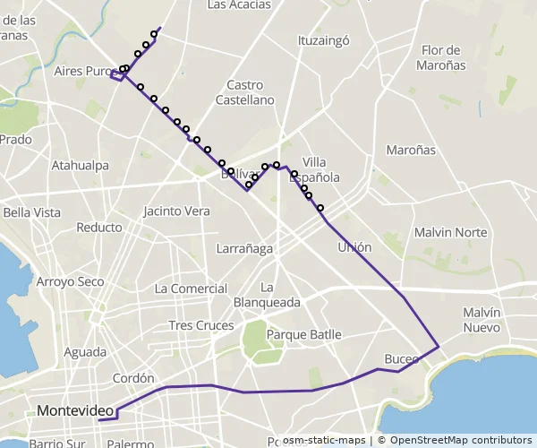 Mapa do itinerário da linha