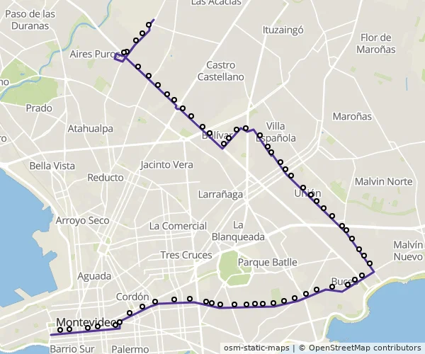 Mapa do itinerário da linha