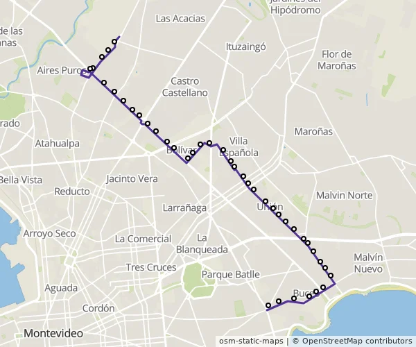 Mapa do itinerário da linha