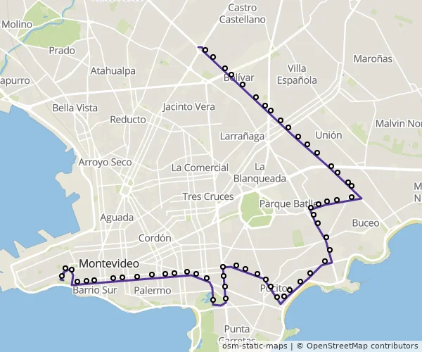 Mapa do itinerário da linha