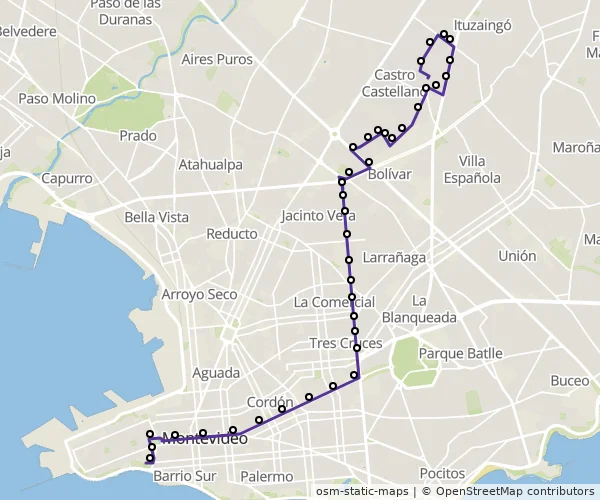 Mapa do itinerário da linha