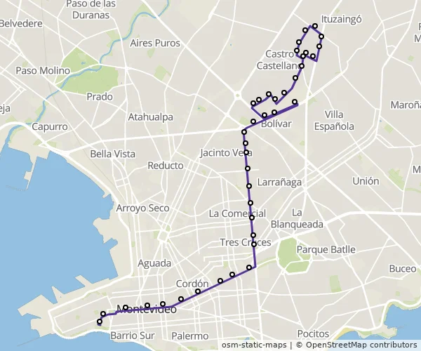 Mapa do itinerário da linha