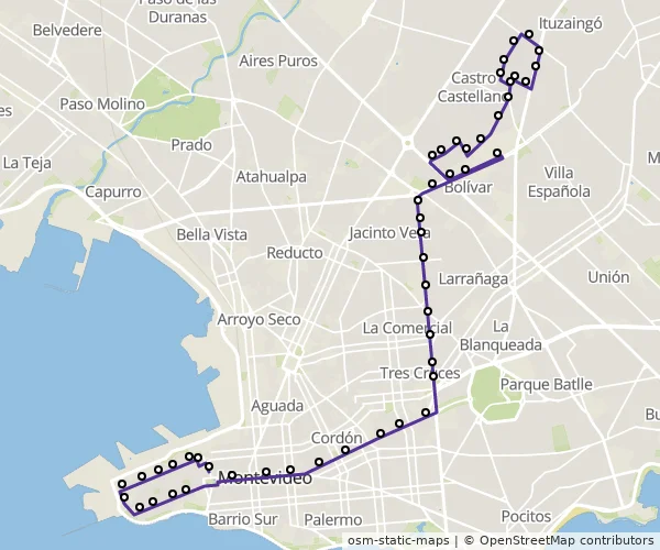 Mapa do itinerário da linha