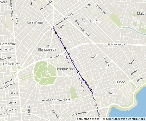 Mapa do itinerário da linha