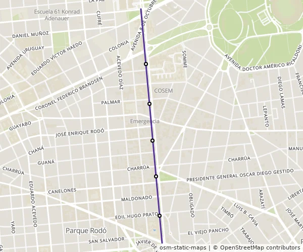 Mapa do itinerário da linha