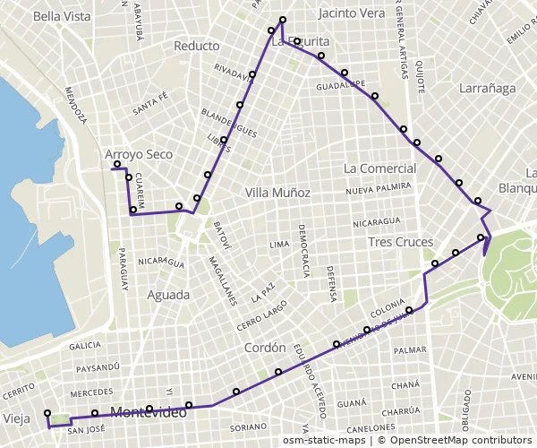 Mapa do itinerário da linha