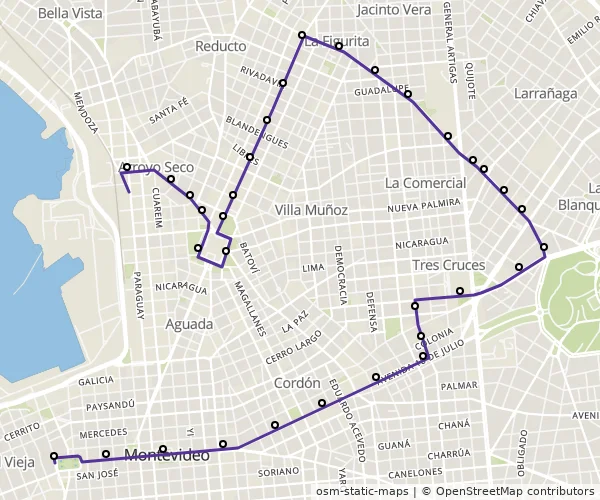 Mapa do itinerário da linha