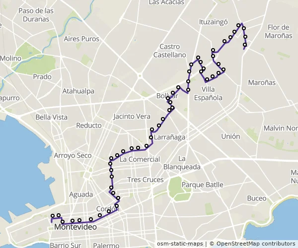 Mapa do itinerário da linha