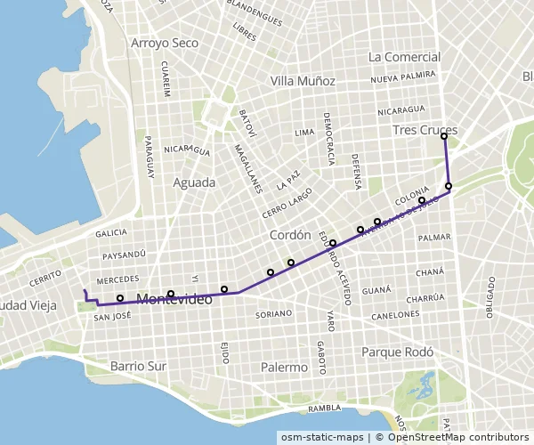 Mapa do itinerário da linha