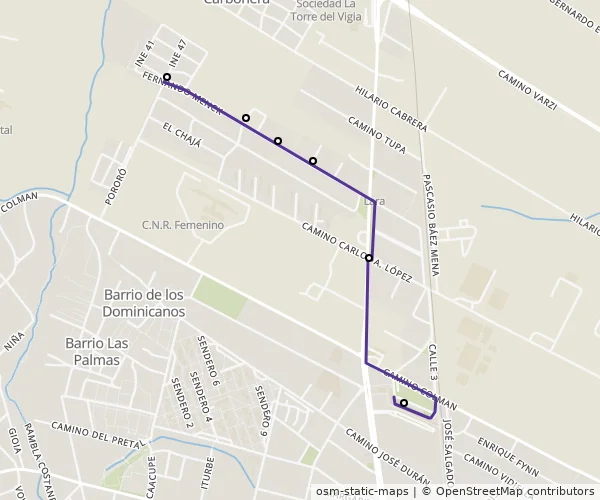 Mapa do itinerário da linha