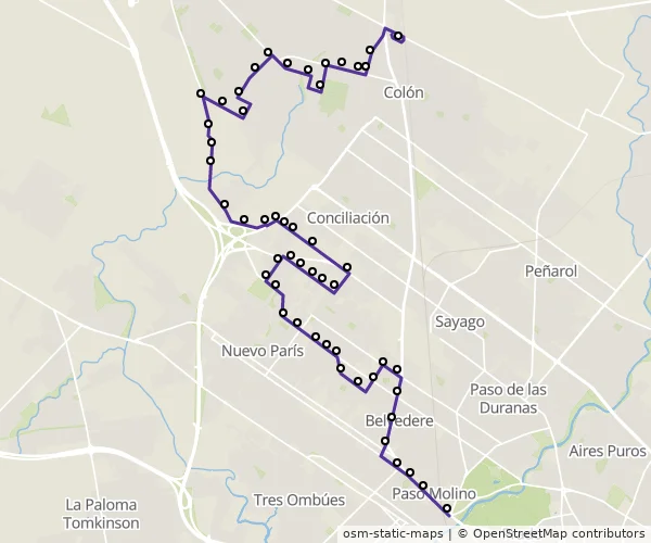 Mapa do itinerário da linha