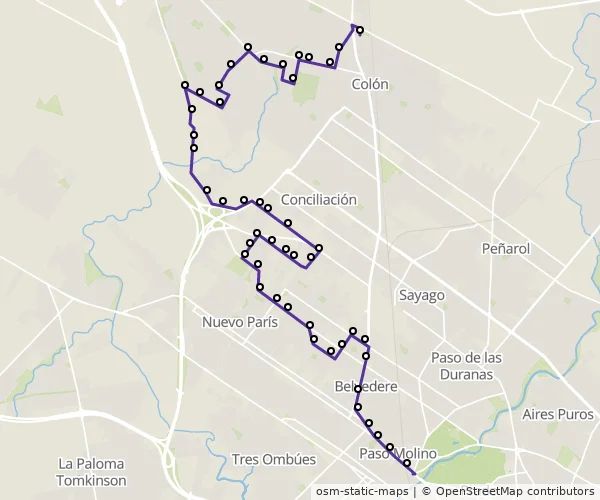 Mapa do itinerário da linha
