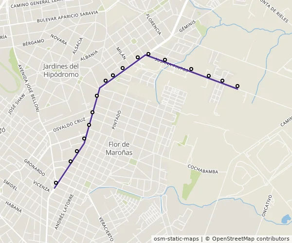 Mapa do itinerário da linha