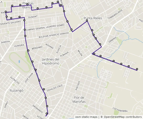 Mapa do itinerário da linha
